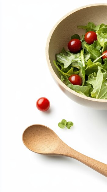 Miska sałatki i drewniana łyżka